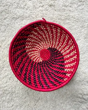 Uganda Hand Woven Baskets 12" - Red / Black / Beige