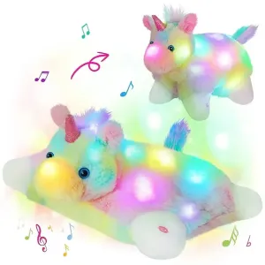 Unicorn Plush Toy with LED Lights and Music
