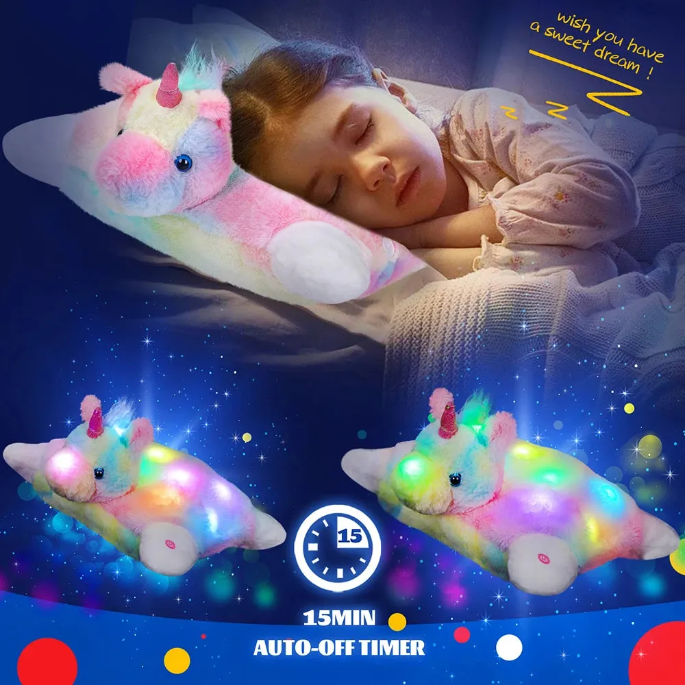 Unicorn Plush Toy with LED Lights and Music