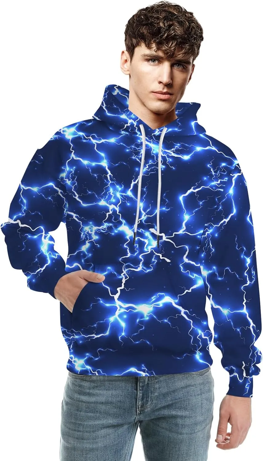 Unisex New Men's Novelty Hoodies Cool Lightning Graphic Hoody Fleece Pullover Hooded Sweatshirts