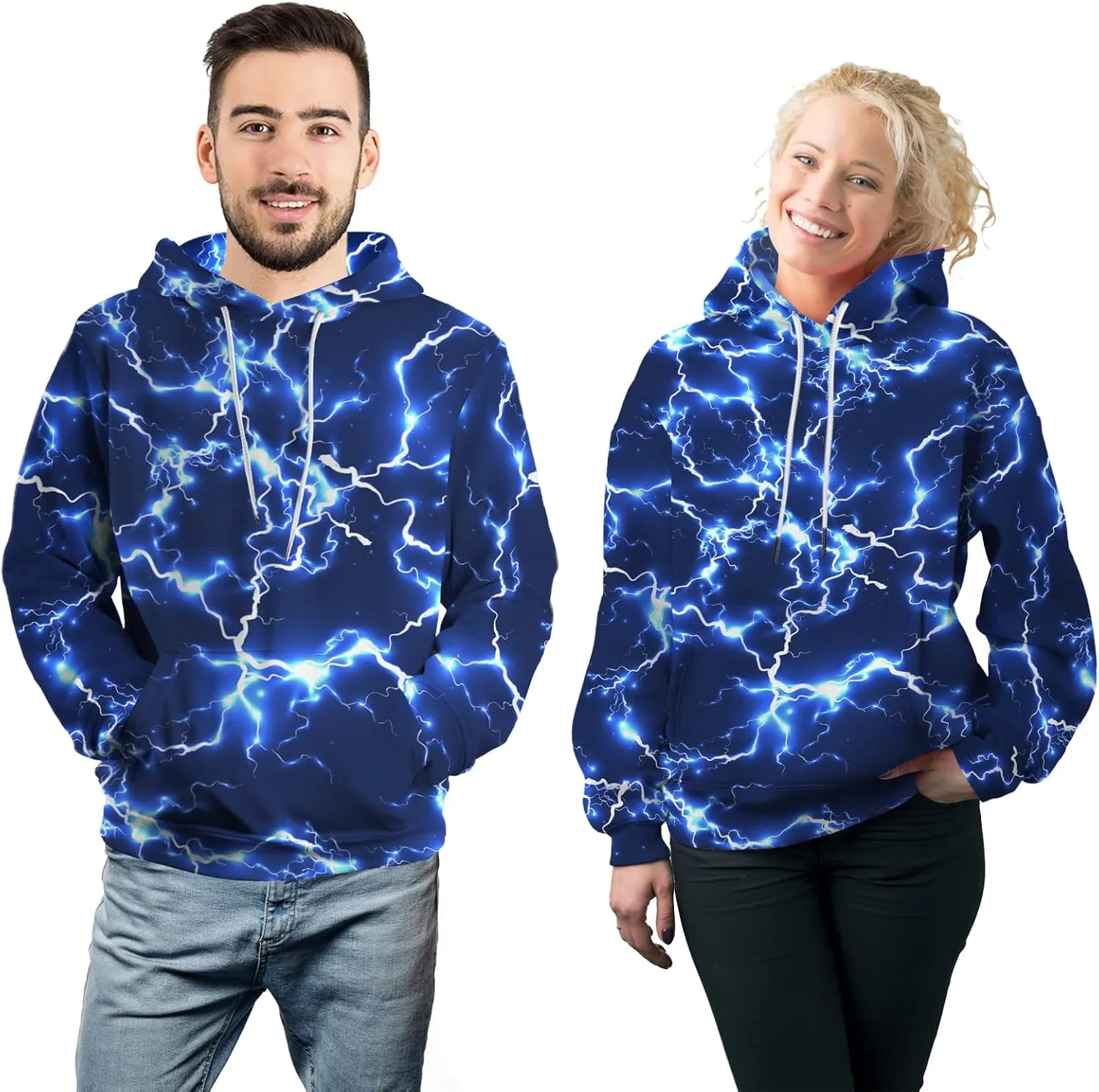 Unisex New Men's Novelty Hoodies Cool Lightning Graphic Hoody Fleece Pullover Hooded Sweatshirts