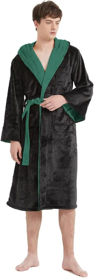 Unpifolov Men Women Flannel Bathrobe Four College Styles Magic Robe Couple Nightgown Witch Cosplay Magical Hooded Cloak
