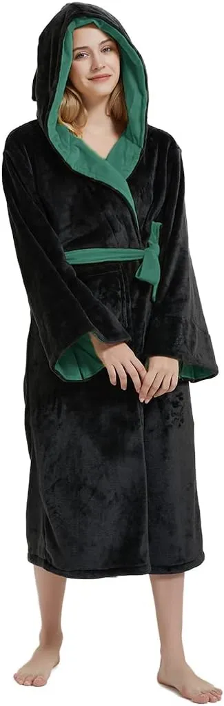 Unpifolov Men Women Flannel Bathrobe Four College Styles Magic Robe Couple Nightgown Witch Cosplay Magical Hooded Cloak