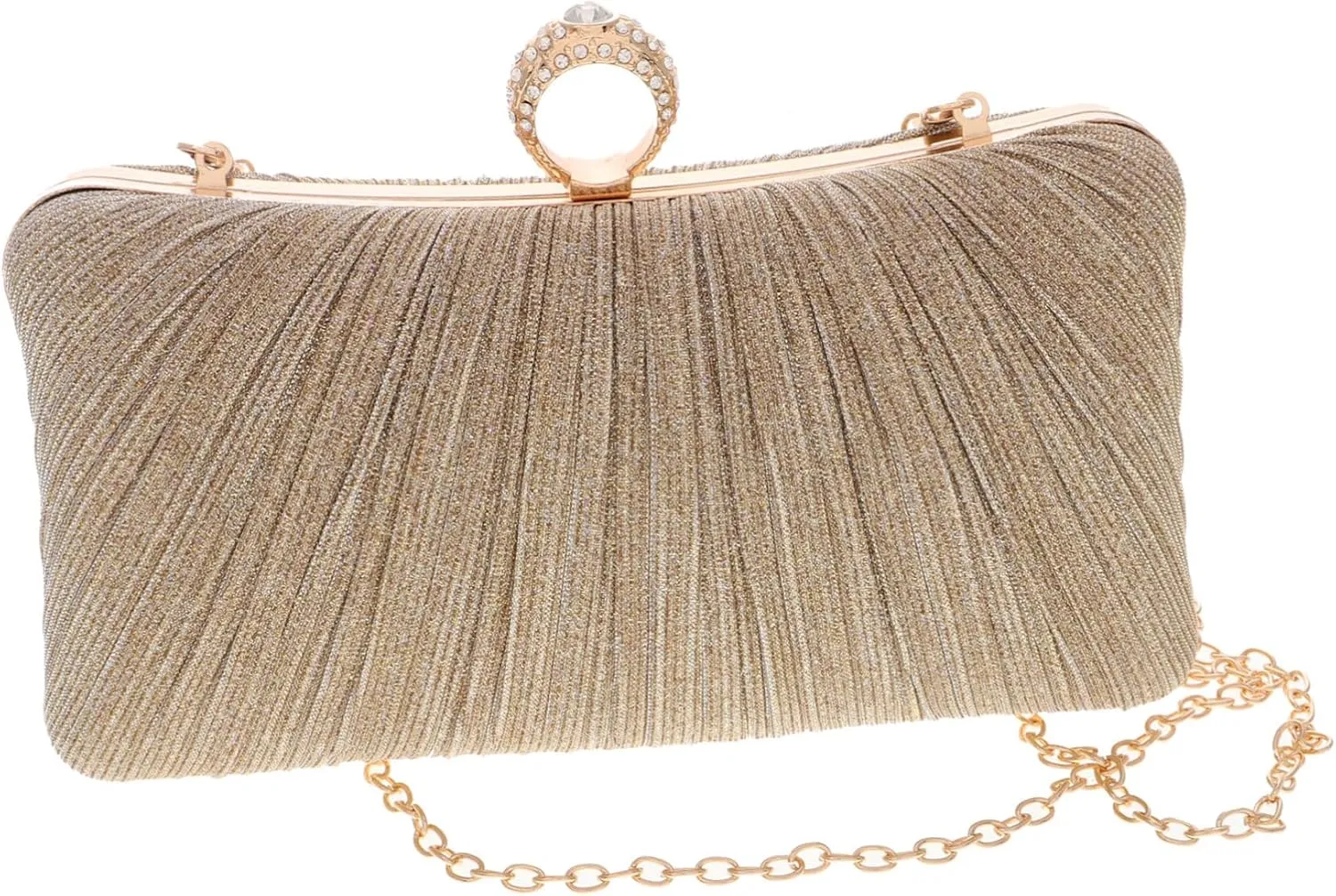 VALICLUD Gold Clutch Purses for Women Glitter Evening Bag Formal Clutch Small Dress Purse Fashionable Satin Handbag