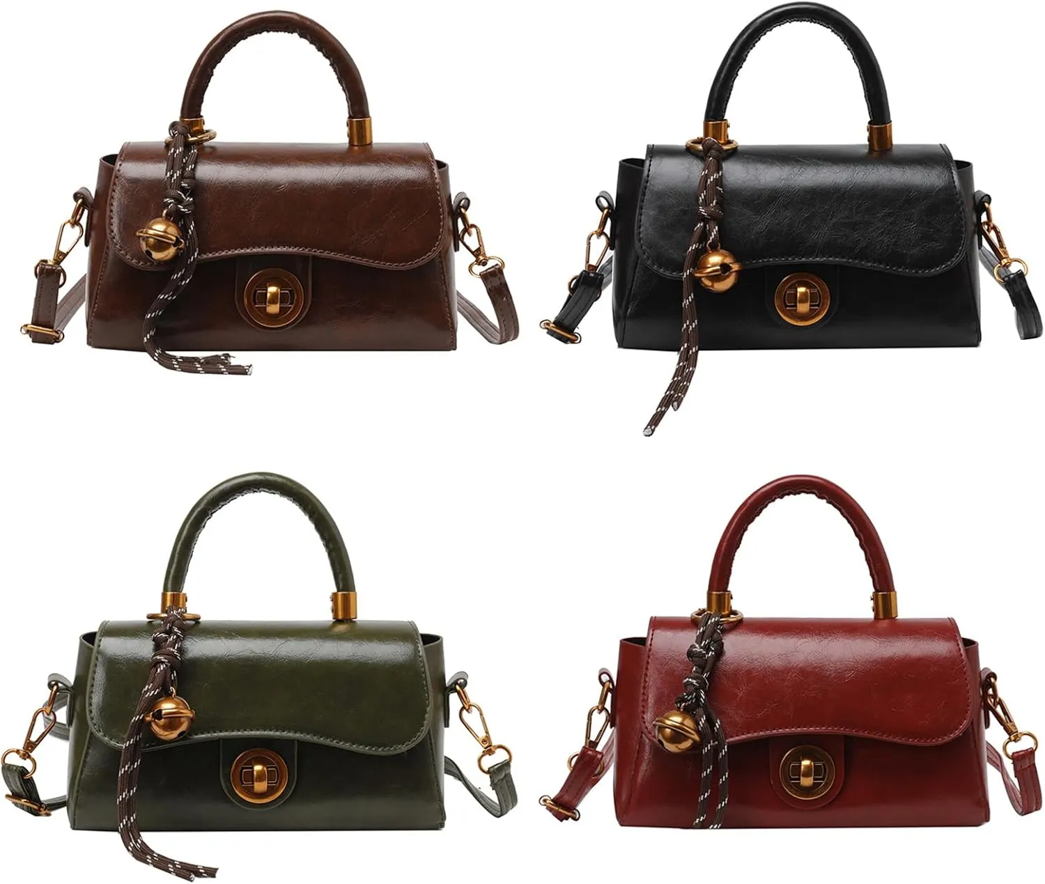 Vintage Styles Commuters Handbag PU Leather Shoulder Purse Small Square Crossbody Bag for Everyday Use and Travel