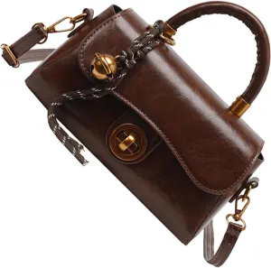 Vintage Styles Commuters Handbag PU Leather Shoulder Purse Small Square Crossbody Bag for Everyday Use and Travel