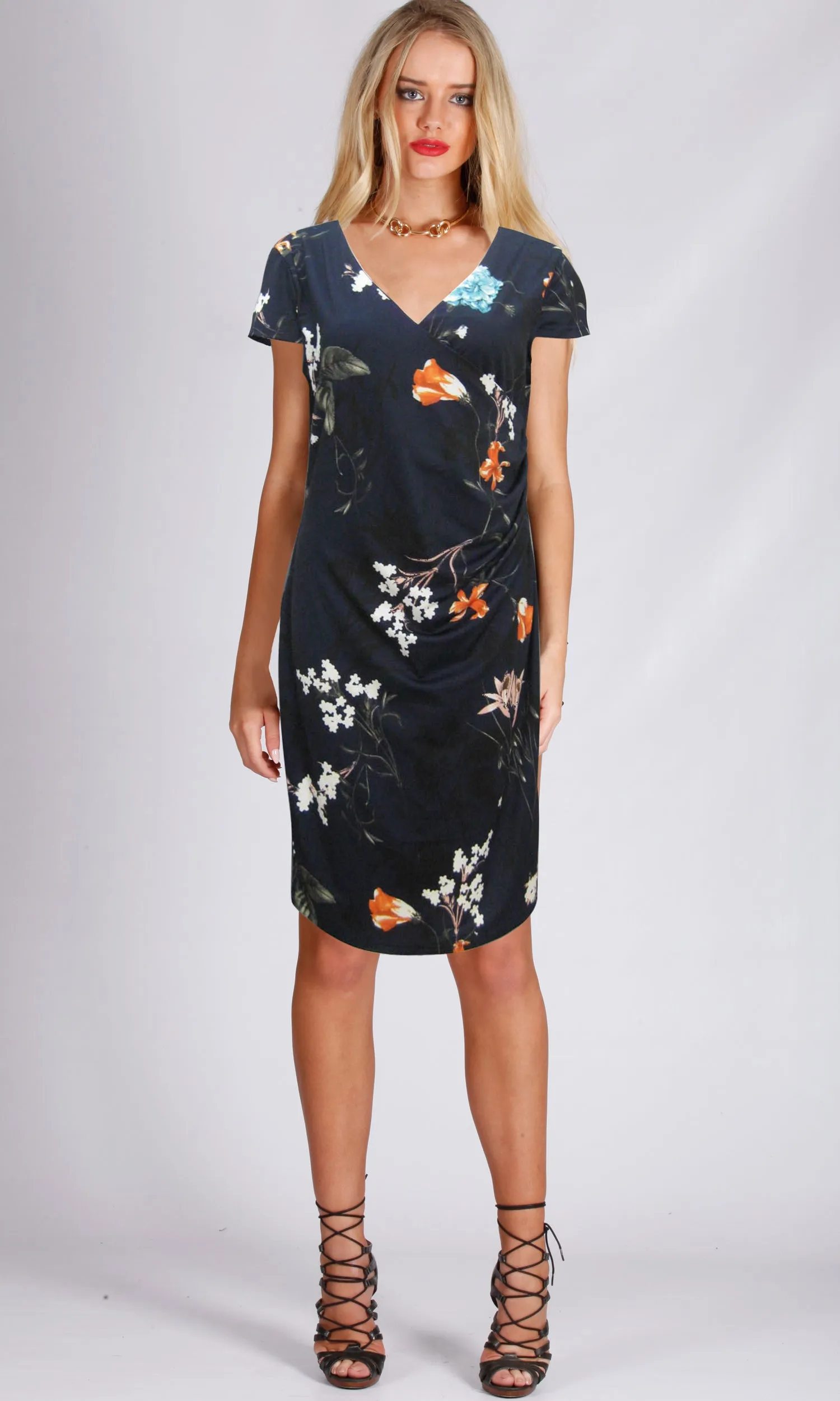 VS1114-4TB Navy Floral Dress (Pack)