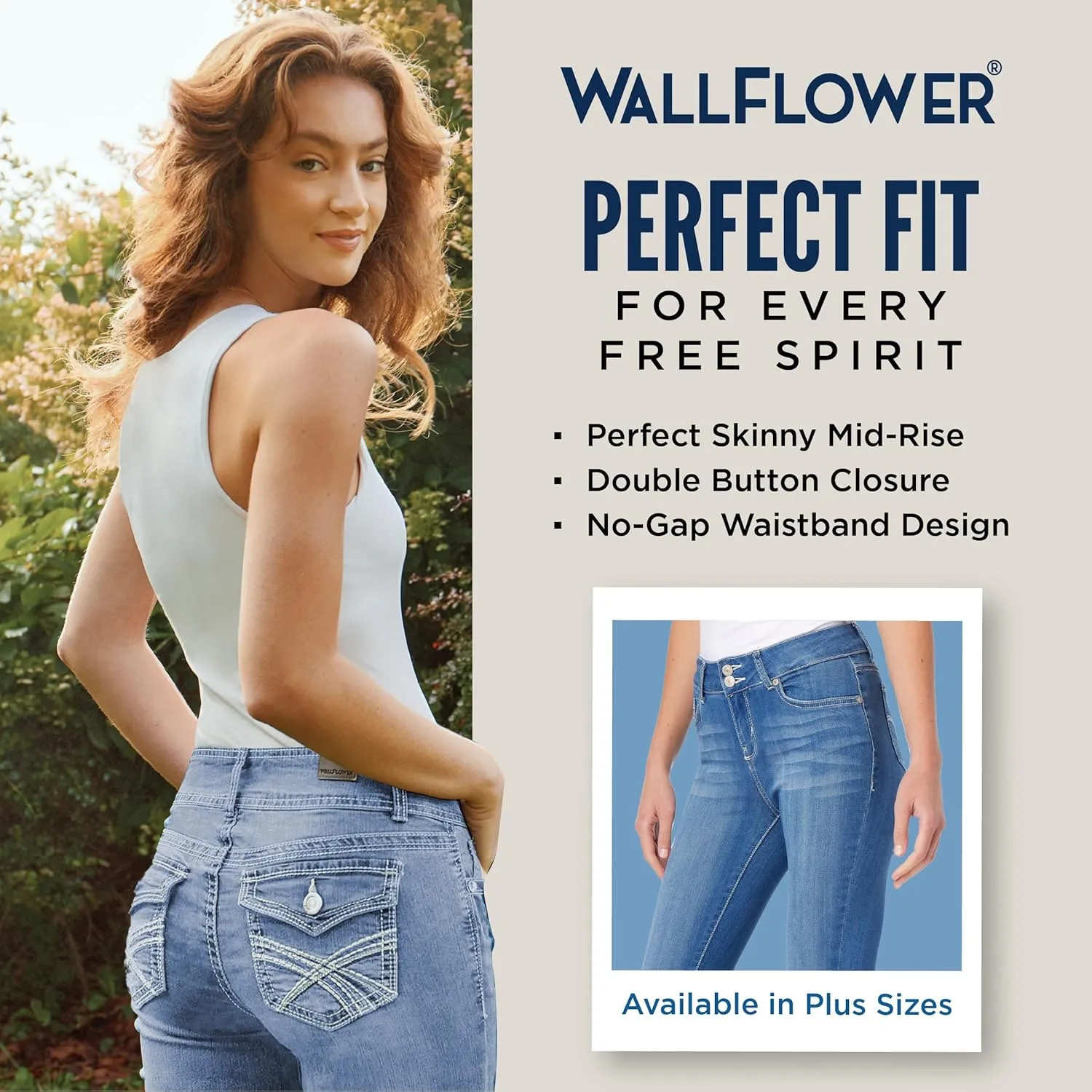 WallFlower Women's Ultra Fit Mid-Rise Insta Soft Denim Juniors Jeans (Also Available in Plus Sizes)