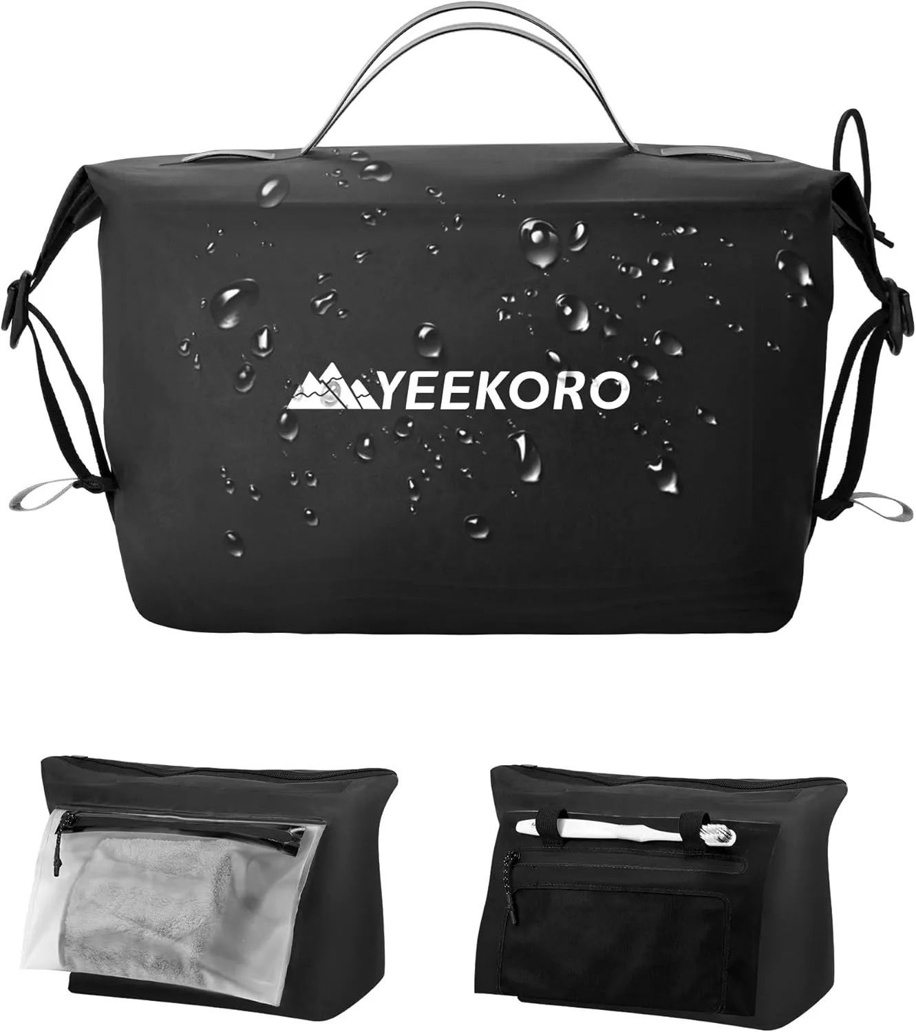 Waterproof Toiletry Bag for Travel, Zipper Styles, 40D Nylon Toiletry Organizer Bags with Shoulder Straps for Men Women, Travel Accessories1 PACK,Black