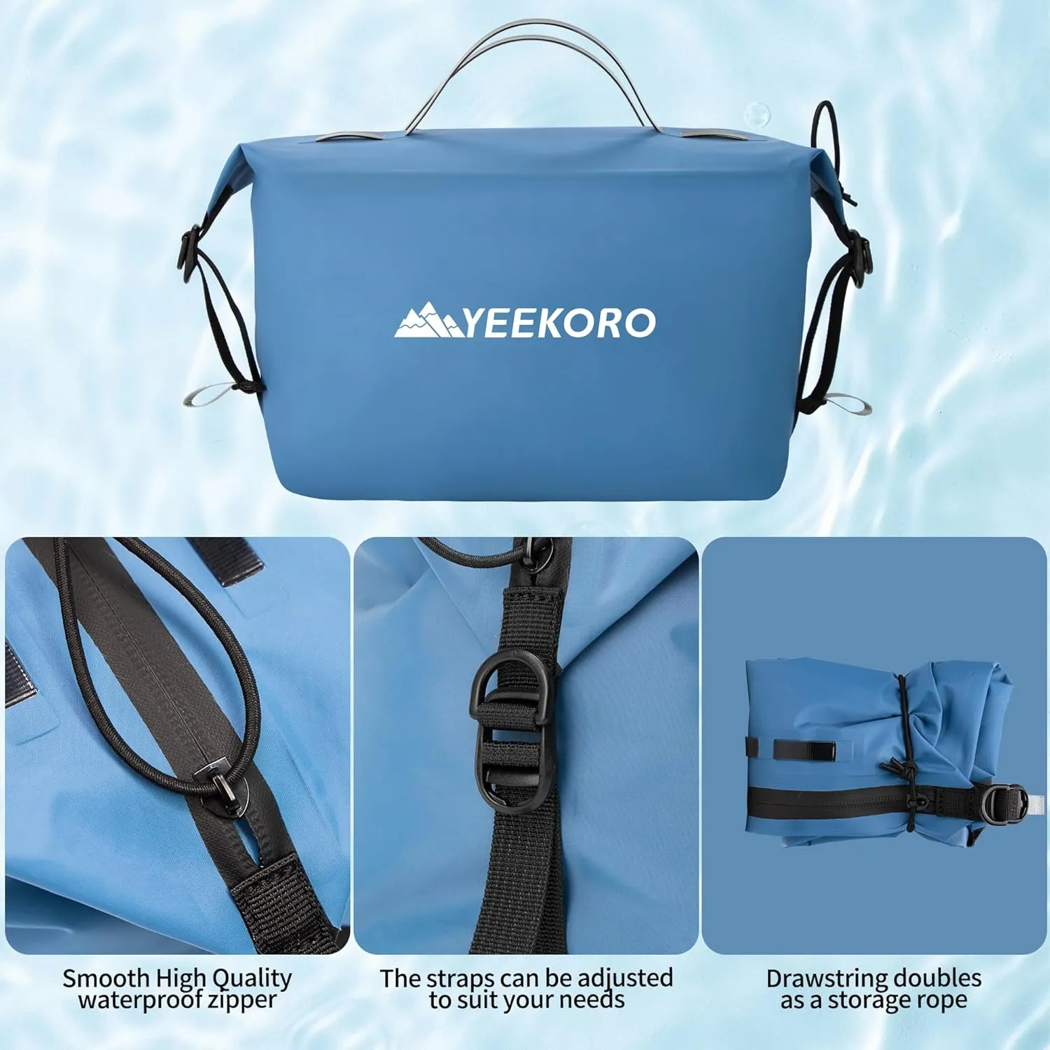 Waterproof Toiletry Bag for Travel, Zipper Styles, 40D Nylon Toiletry Organizer Bags with Shoulder Straps for Men Women, Travel Accessories2 PACK,Blue