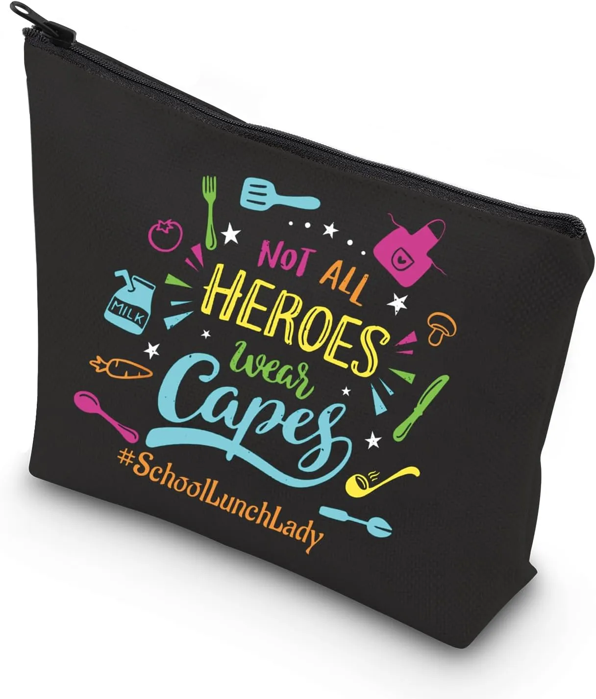 WCGXKO Lunch Lady Gift Lunch Lady Definition Gift Lunch Lady Appreciation Gift Not All Heroes Wear Capes Zipper Pouch Makeup Bag (wear Caped)
