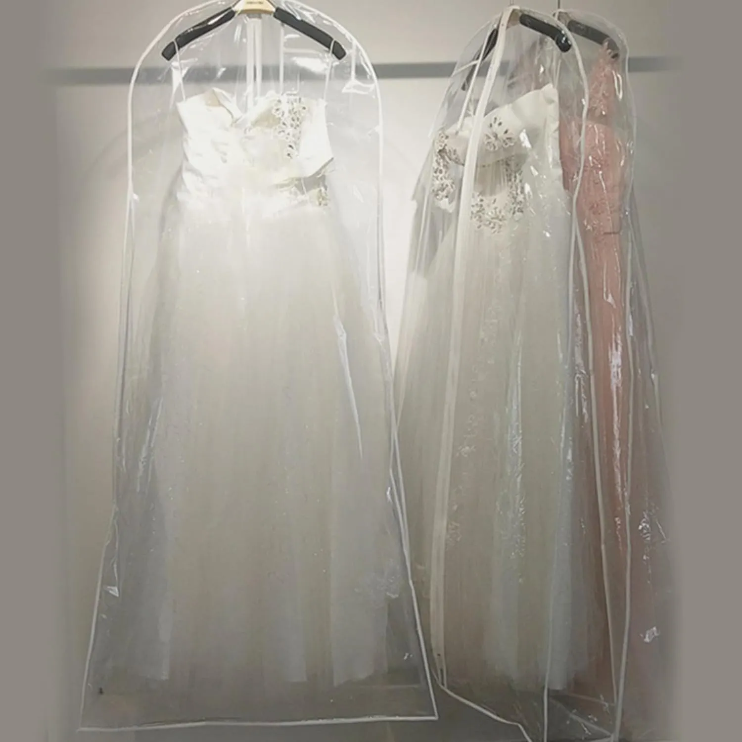 Wedding Dress Garment Bag Breathable Transparent Fabric Covering For Bridal Gown Storage And Travel