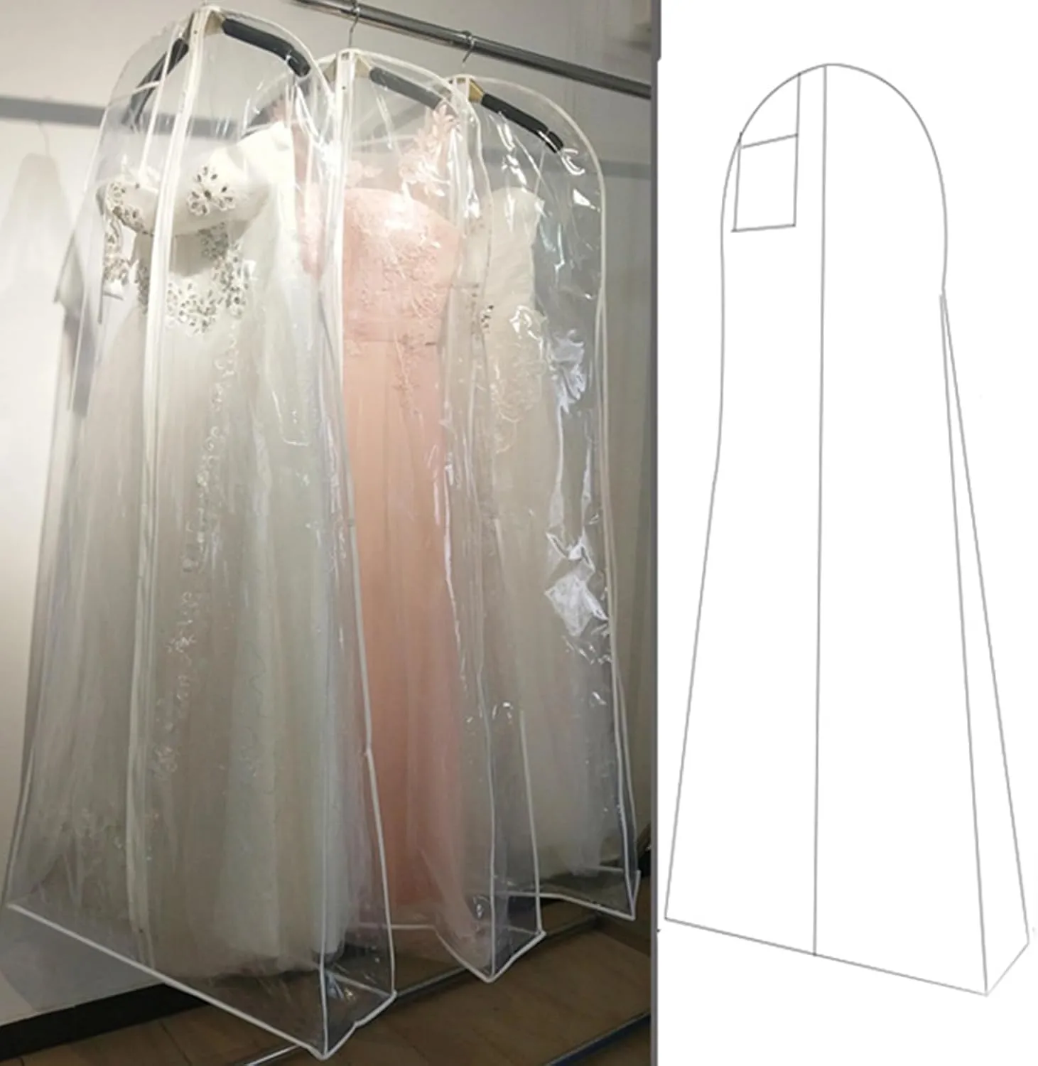 Wedding Dress Garment Bag Breathable Transparent Fabric Covering For Bridal Gown Storage And Travel