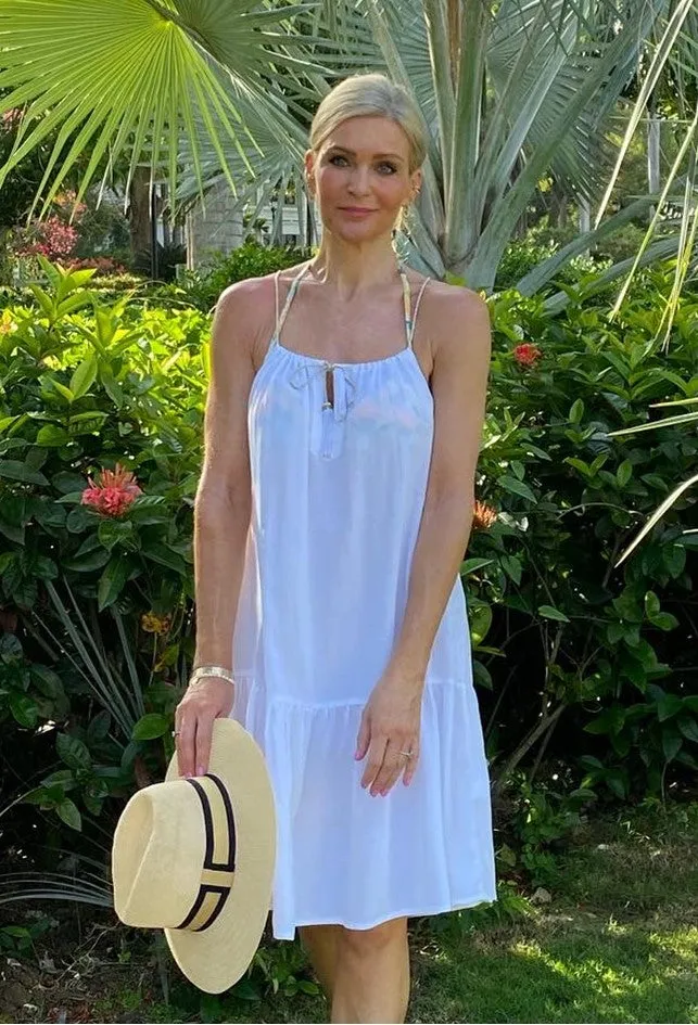 White Sleeveless Cotton Sun Dress