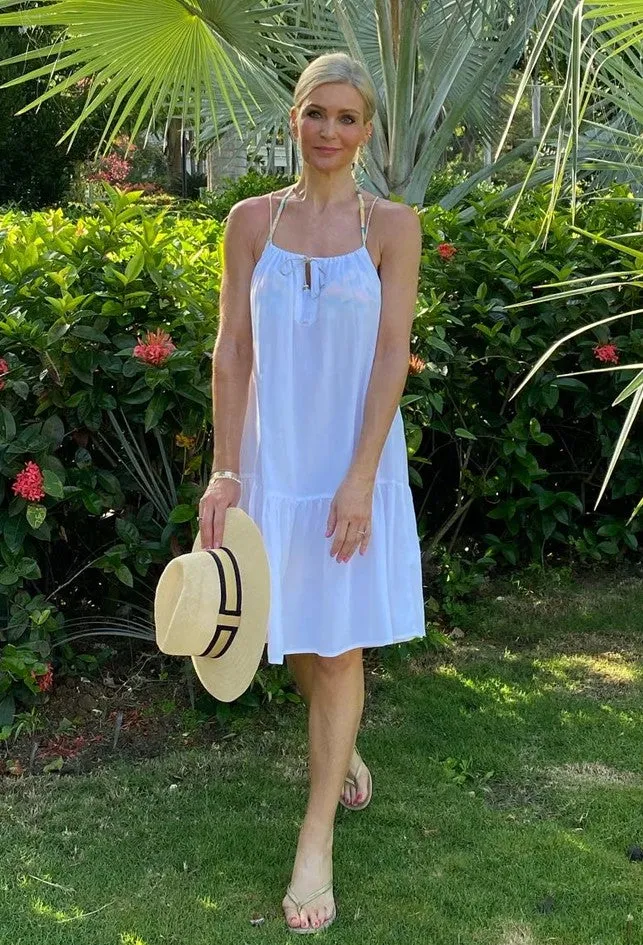 White Sleeveless Cotton Sun Dress