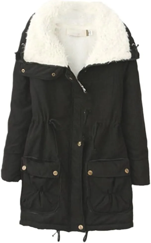 Winter Coat Female Cotton Padded Waist Casual Wear Pink Black Coat