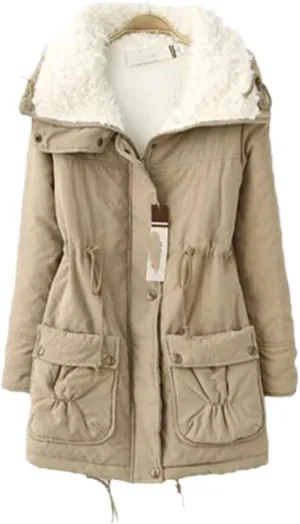 Winter Coat Female Cotton Padded Waist Casual Wear Pink Black Coat