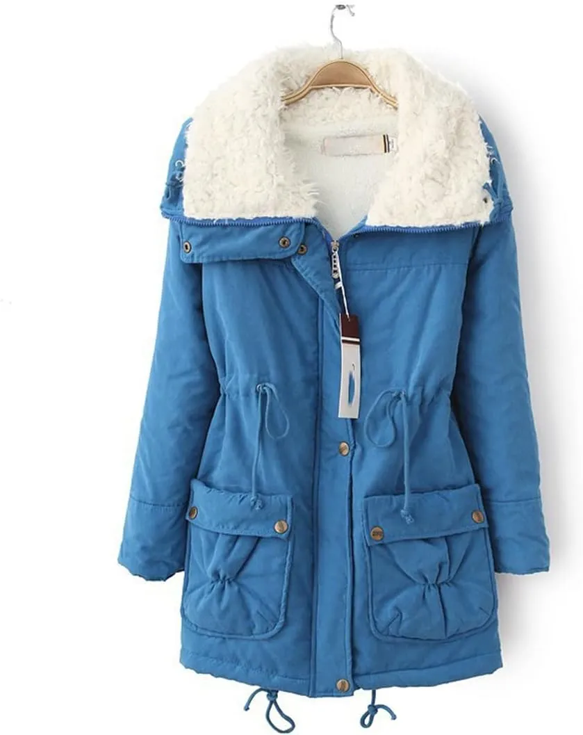 Winter Coat Female Cotton Padded Waist Casual Wear Pink Black Coat