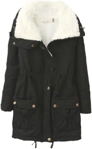 Winter Coat Female Cotton Padded Waist Casual Wear Pink Black Coat