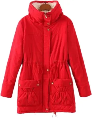 Winter Coat Female Cotton Padded Waist Casual Wear Pink Black Coat