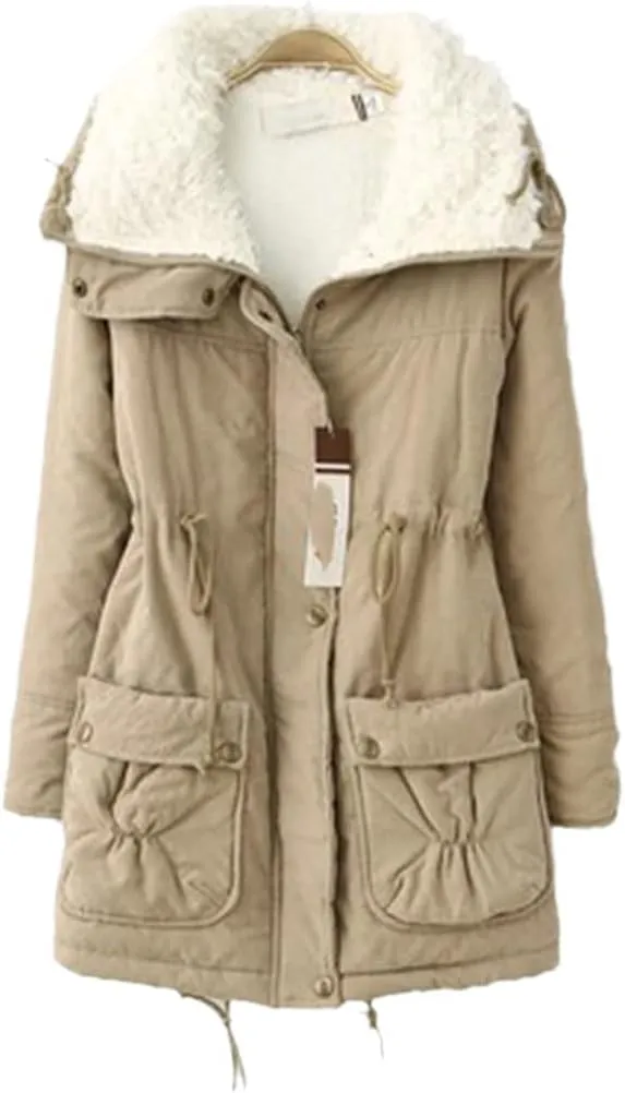 Winter Coat Female Cotton Padded Waist Casual Wear Pink Black Coat