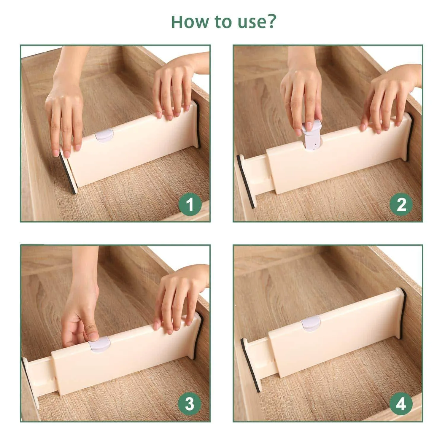 WLIVE Drawer Dividers 4 Pack Adjustable Expandable Dresser Drawer Organizers for Bedroom, Bathroom, Closet, Office, Kitchen Storage
