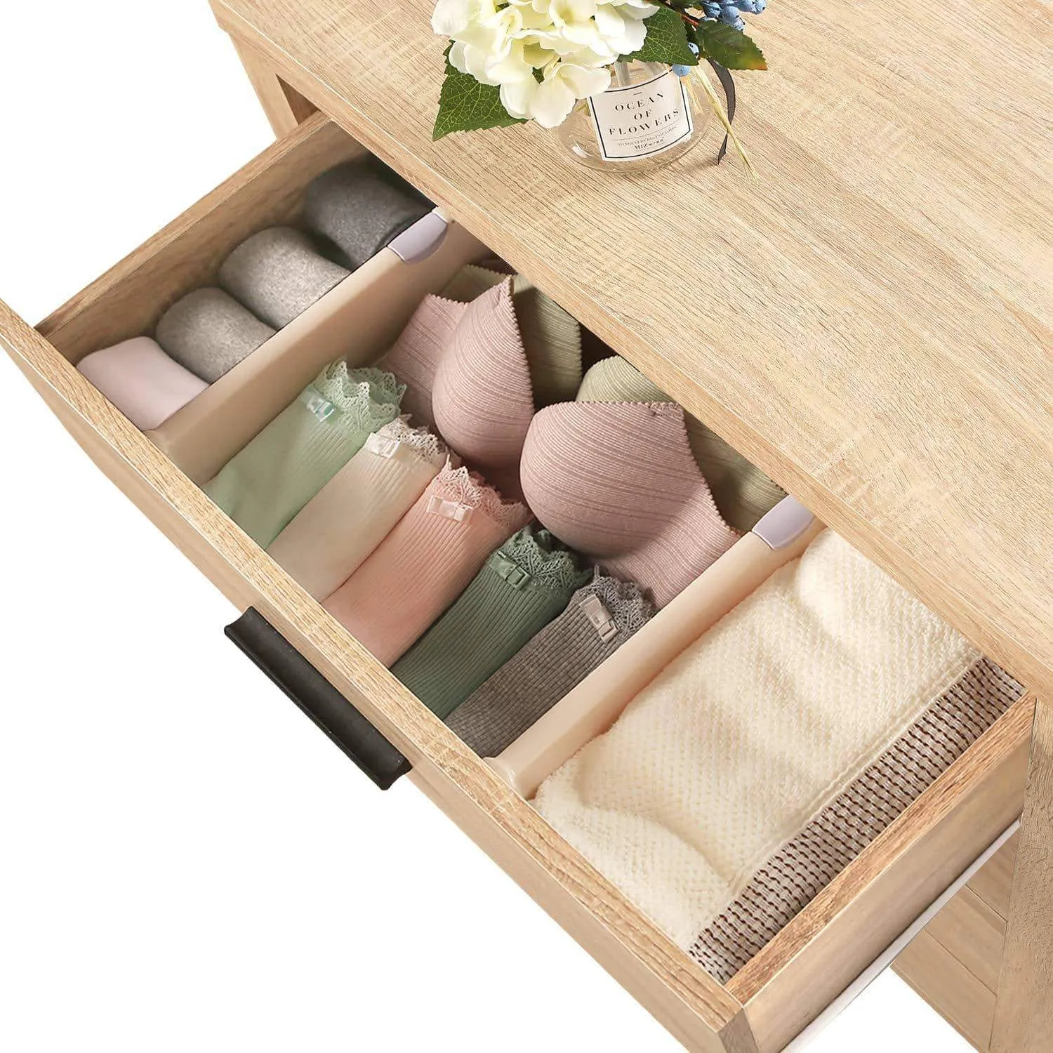 WLIVE Drawer Dividers 4 Pack Adjustable Expandable Dresser Drawer Organizers for Bedroom, Bathroom, Closet, Office, Kitchen Storage