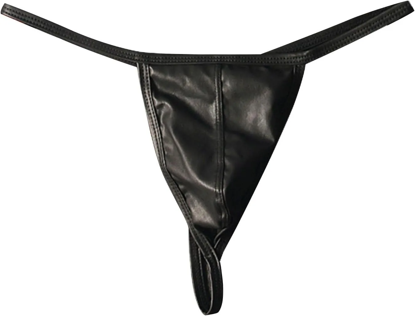 wodceeke Mens Leather Thongs Underwear Sexy T-Back G-String Low Rise Briefs Panties Underpants for Party Club Night