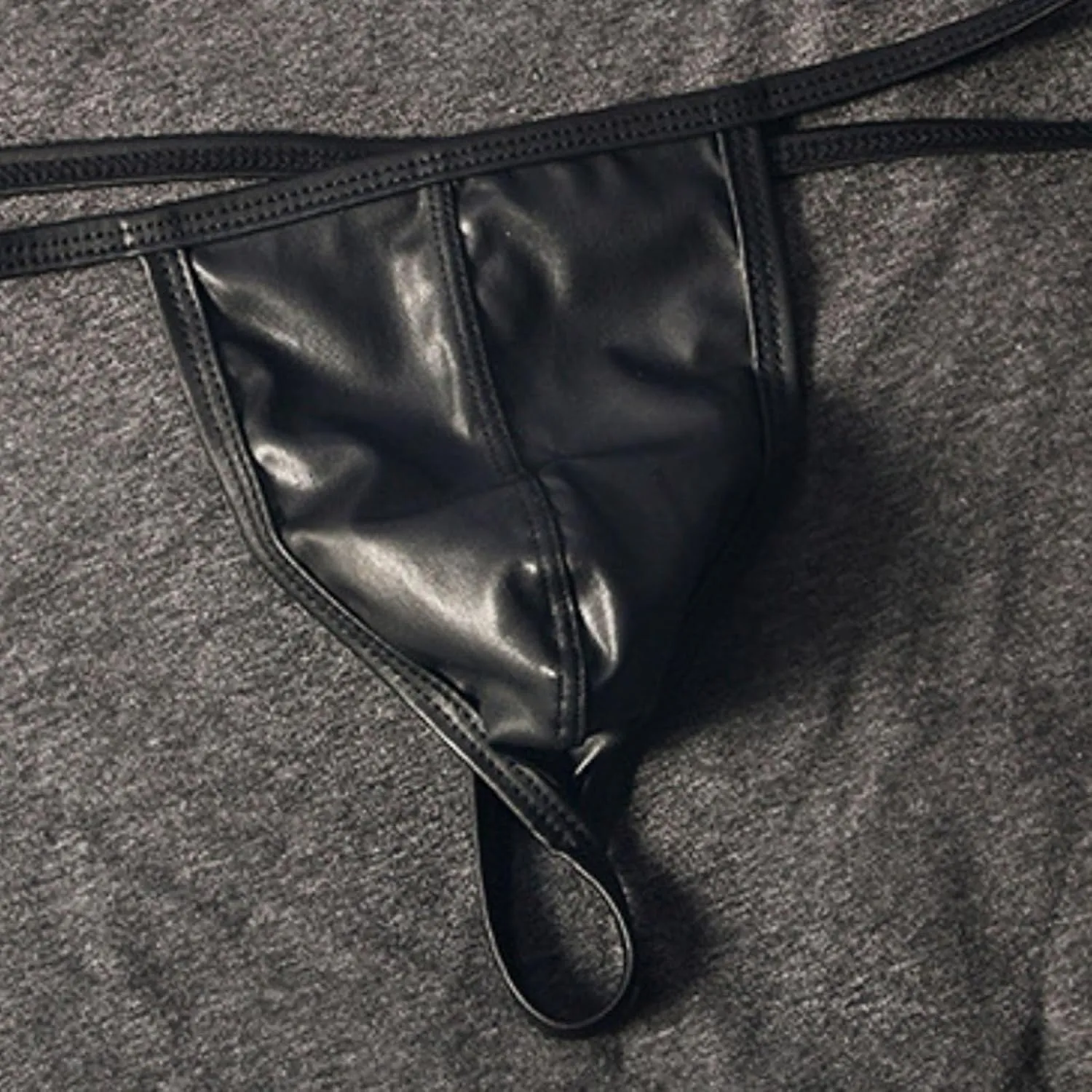 wodceeke Mens Leather Thongs Underwear Sexy T-Back G-String Low Rise Briefs Panties Underpants for Party Club Night