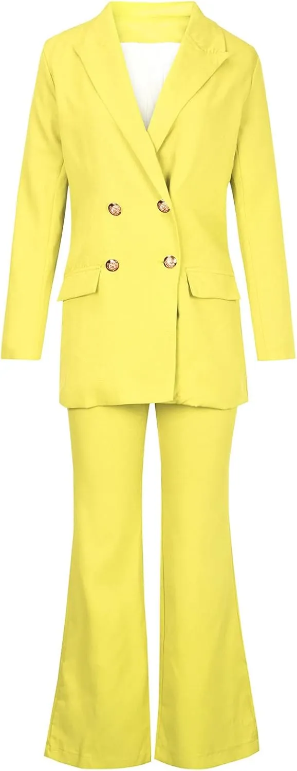 Women Business Casual Outfits Two Piece Office Sets Open Front Long Sleeve Blazer Jackets Flare High Waisted Pants