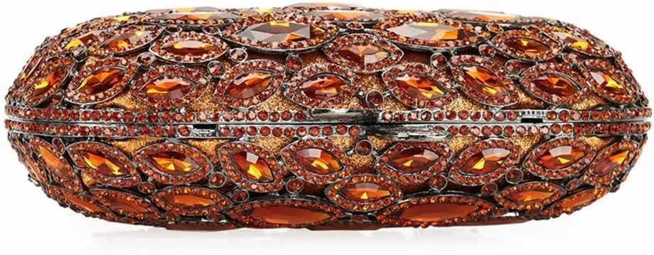 Women Elegant Rhinestone Evening Bag Oval Diamond Handbag Sparkling Crystal Crossbody Bag for Wedding Party Prom