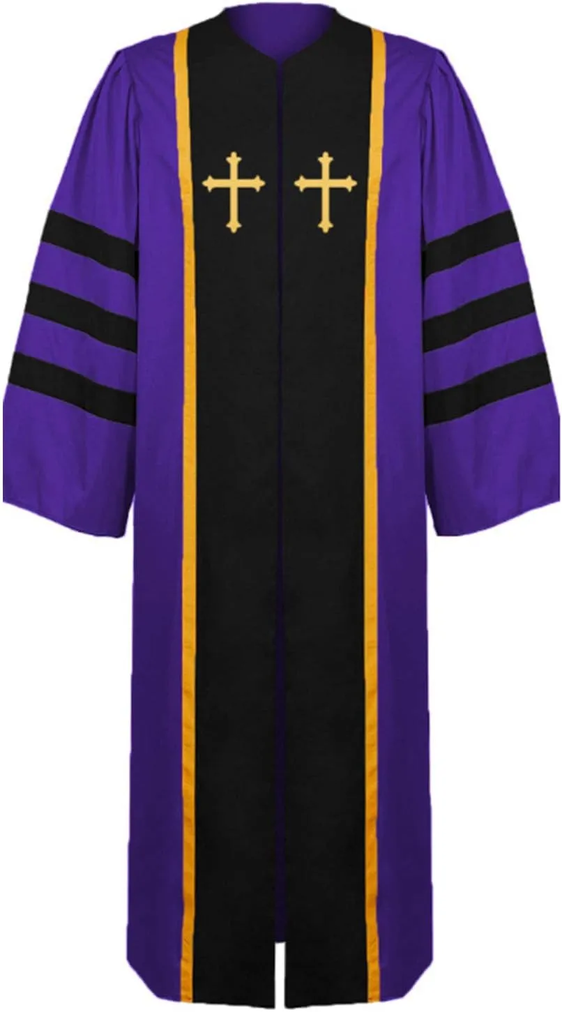 Women Mens Pastor Pulpit Robes Priest Cloak Costume Unisex Halloween Purple Clergy Robe