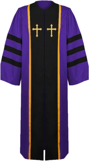 Women Mens Pastor Pulpit Robes Priest Cloak Costume Unisex Halloween Purple Clergy Robe