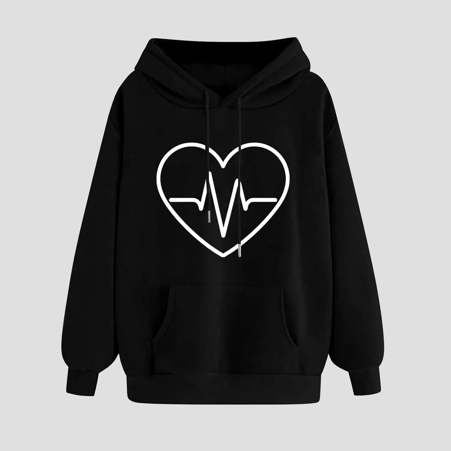 Women Oversized Graphic Hoodies 2024 Trendy Long Sleeve Sweatshirts Casual Drawstring Pullover Tops With Pockets