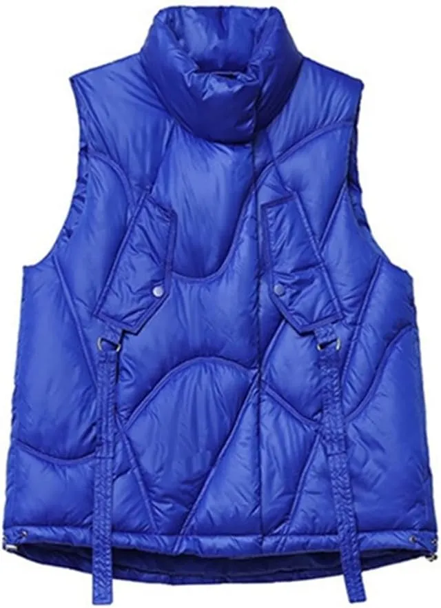Women Stand Collar Short Bright Color Cotton Padded Jacket Sleeveless Female Winter Waistcoat Coat Vest