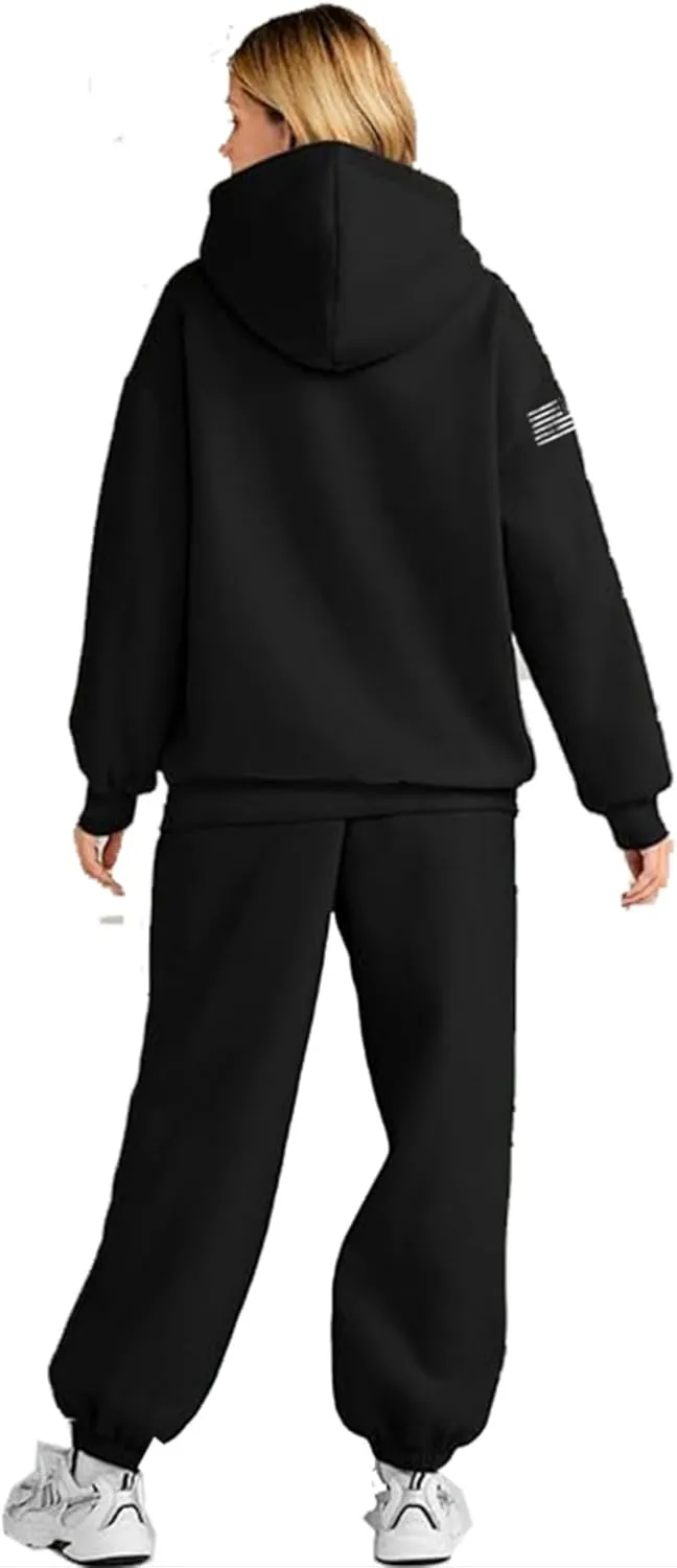 Women's 2-piece tracksuit set Flag design large size sportswear, casual jogging pants, gym yoga sportswear M-3XL