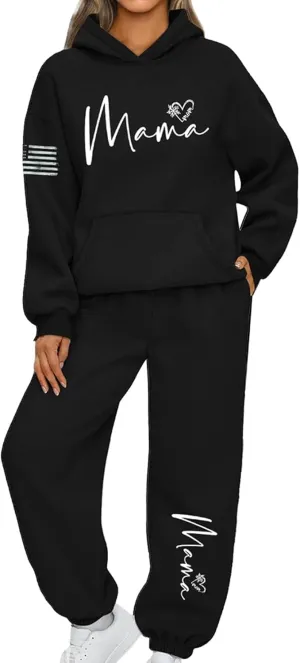 Women's 2-piece tracksuit set Flag design large size sportswear, casual jogging pants, gym yoga sportswear M-3XL