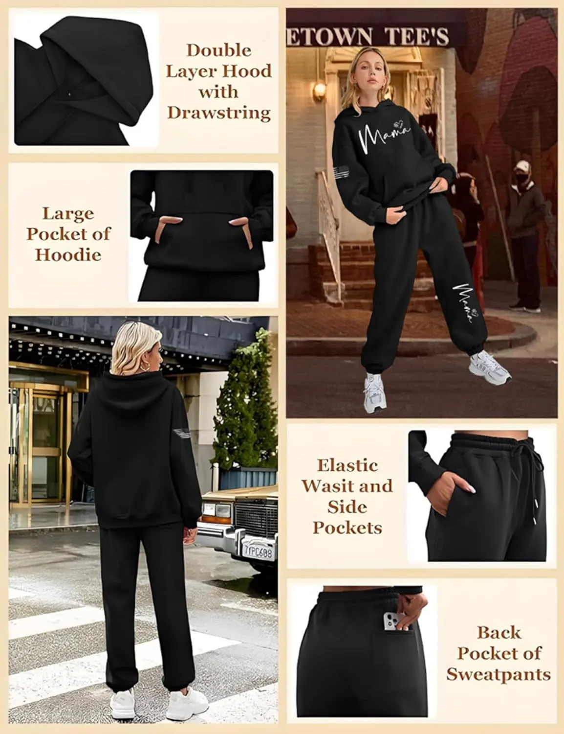 Women's 2-piece tracksuit set Flag design large size sportswear, casual jogging pants, gym yoga sportswear M-3XL