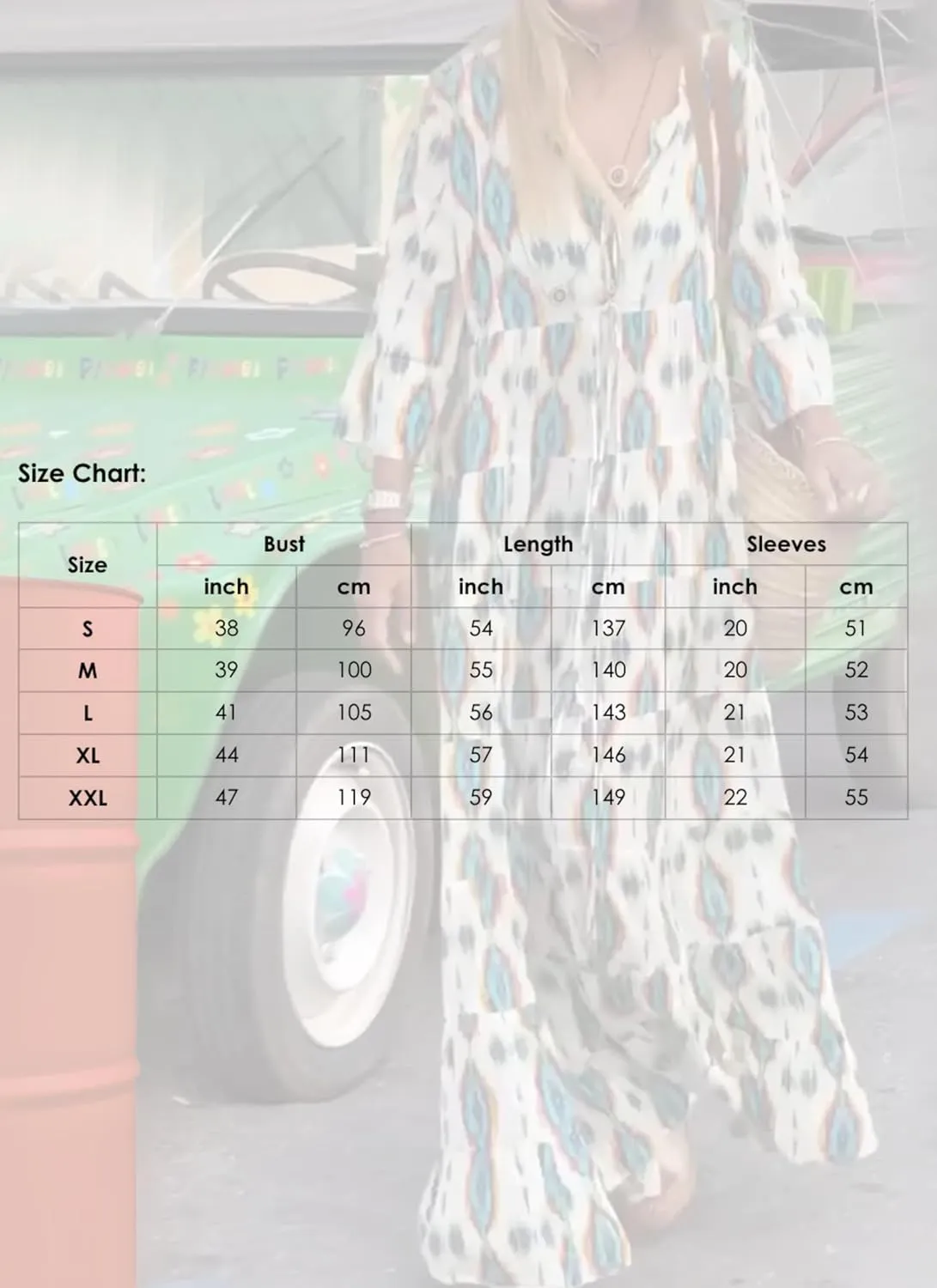 Women's Bohemian Maxi Dress V-Neck Long Sleeves Print Flowy Skirt Casual A-Line Spring Vacation Dresses