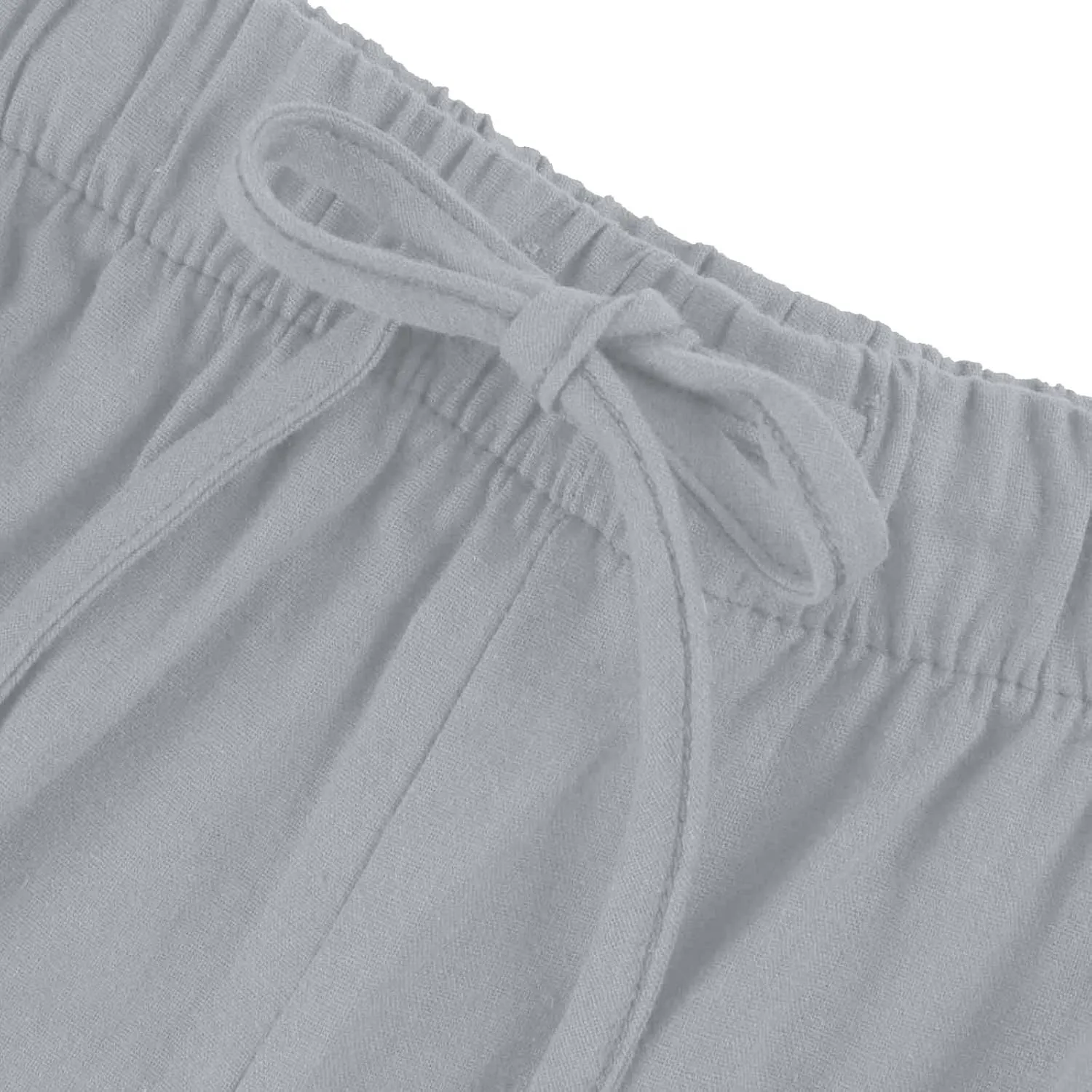 Womens Cotton Linen Pants Summer Palazzo Pants Flowy Wide Leg Beach Trousers with Pockets