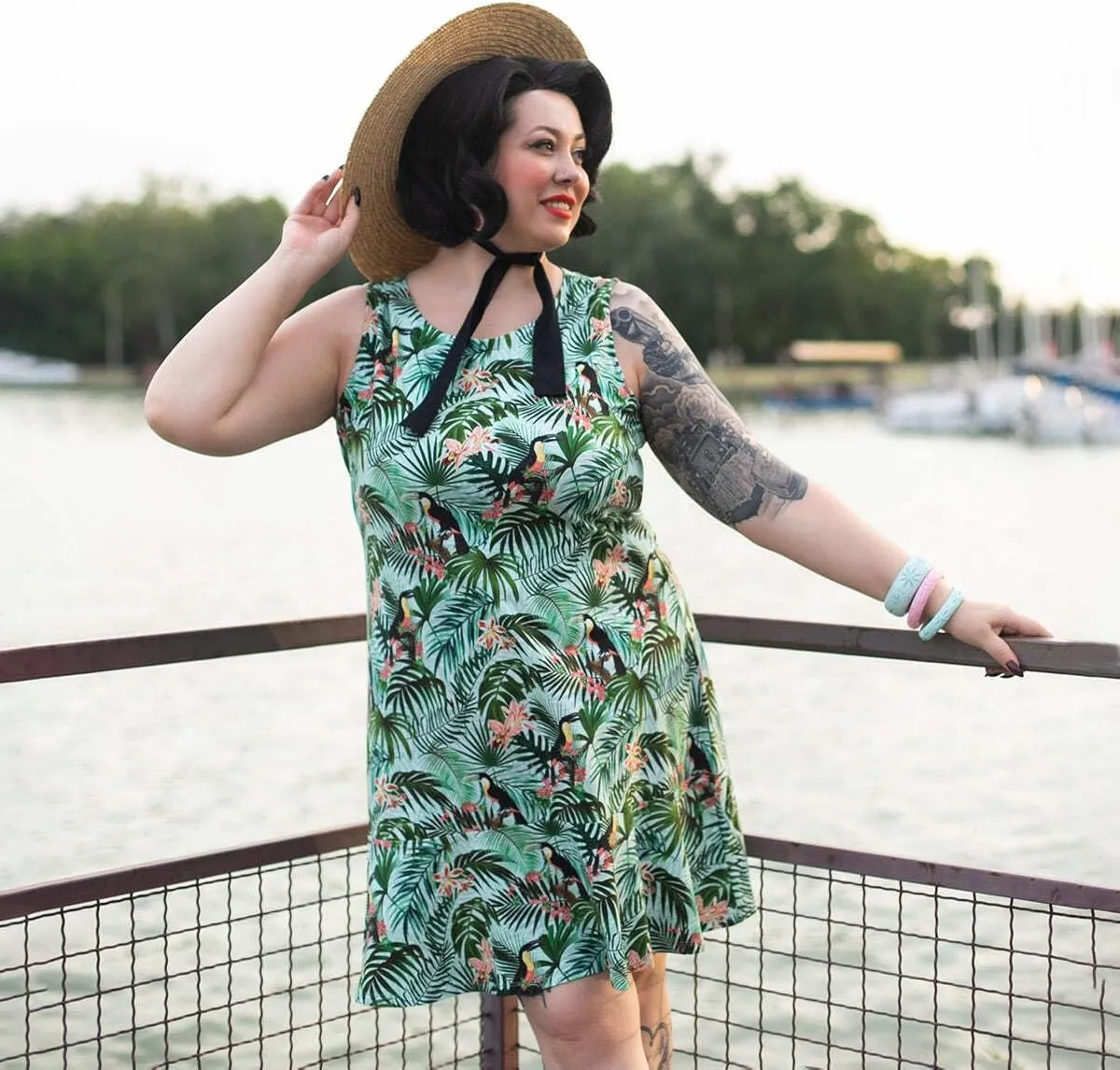Womens Dress Floral Tropical Print Summer Casual Sunndresses Beach Vacation Party Wear