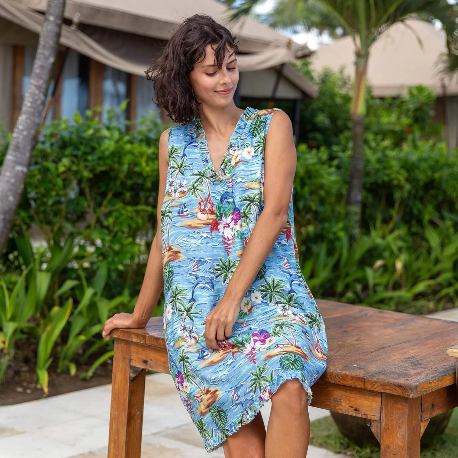 Womens Dress Floral Tropical Print Summer Casual Sunndresses Beach Vacation Party Wear