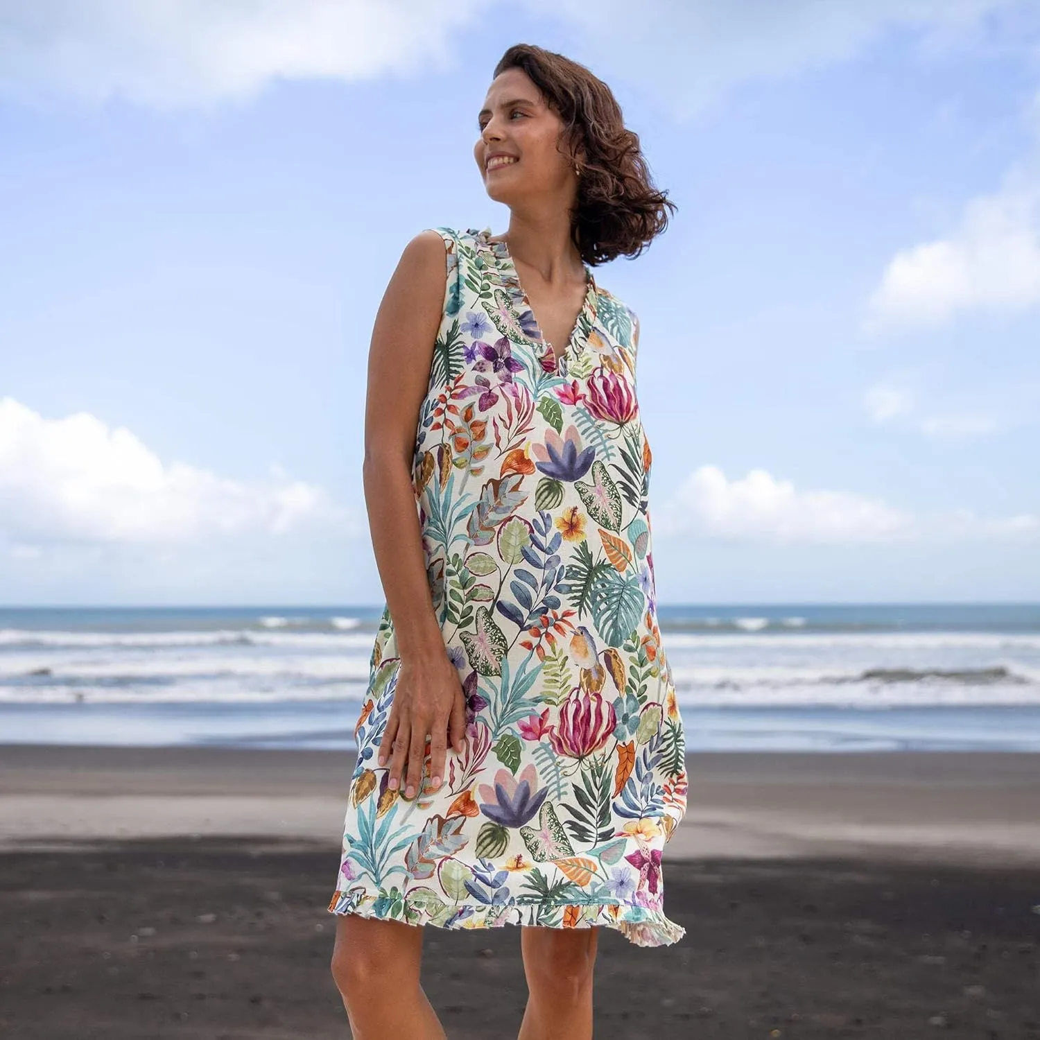 Womens Dress Floral Tropical Print Summer Casual Sunndresses Beach Vacation Party Wear