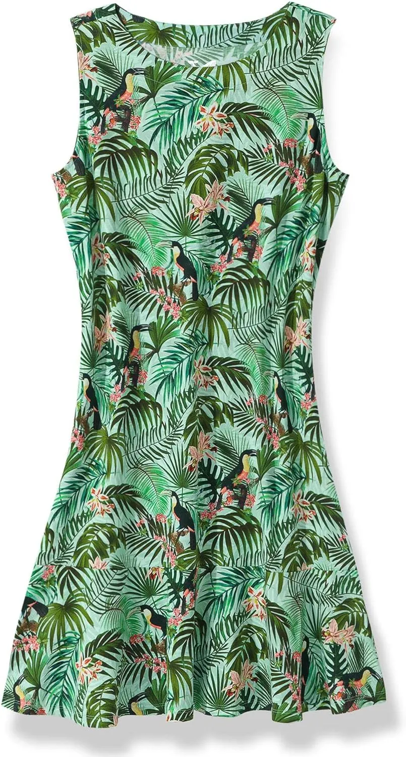 Womens Dress Floral Tropical Print Summer Casual Sunndresses Beach Vacation Party Wear