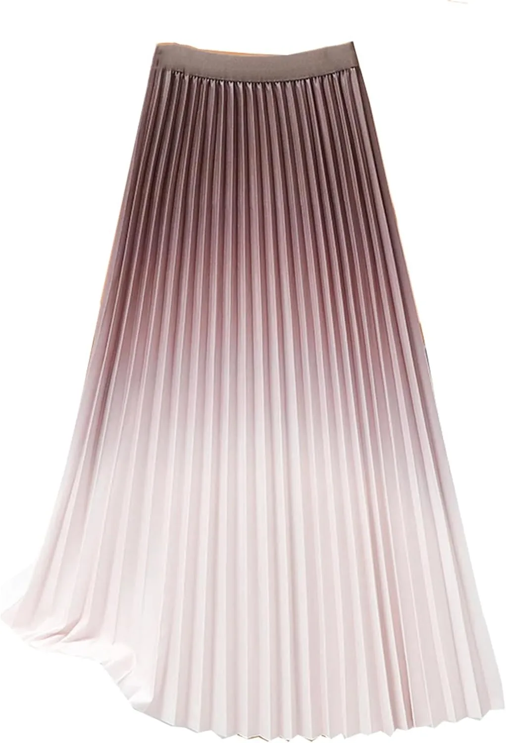 Women's Fashion Gradient Pleated Midi Skirt Casual High Waist Spring Summer Wear