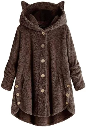 Womens Fleece Sherpa Hoodie Winter Warm Fuzzy Jacket Coats Outerwear with Pocket OverSize Pullover Hoodies