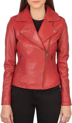 Women's Genuine Lambskin Vintage Motorcycle Biker Leather Jacket- Winter Wear