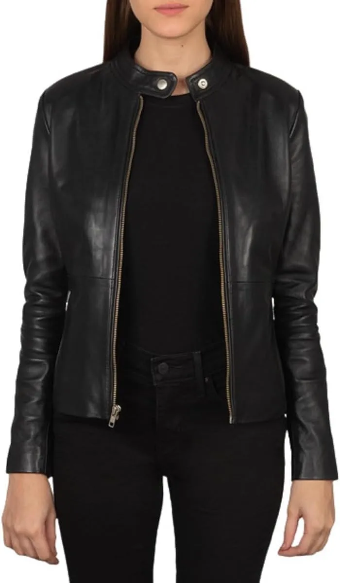 Women's Genuine Lambskin Vintage Motorcycle Biker Leather Jacket- Winter Wear