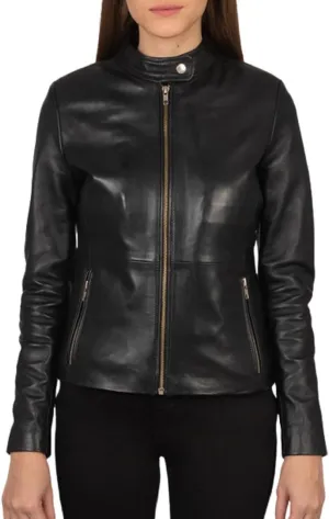 Women's Genuine Lambskin Vintage Motorcycle Biker Leather Jacket- Winter Wear