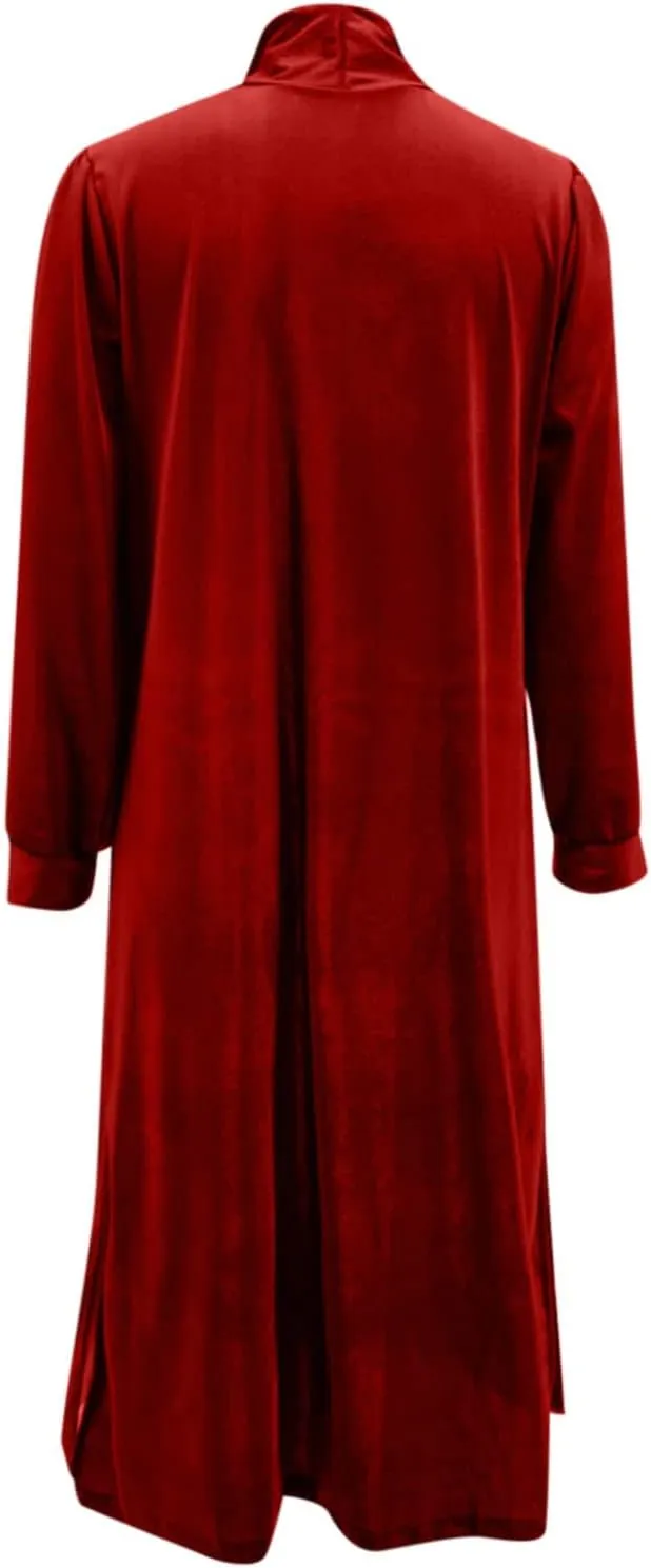 Women's Long Velvet Cardigan Jacket Lapel Collar Open Front Vintage Cardigan Sweater with Pocket